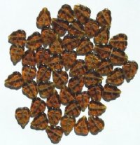 50 10x8mm Transparent Dark Topaz Leaf Beads